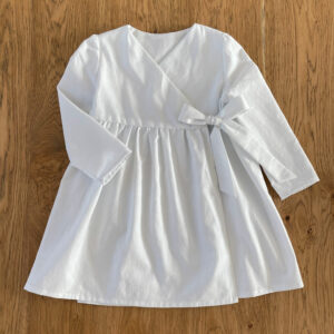 Robe Cache-Cœur – Popeline blanche – 3 ans