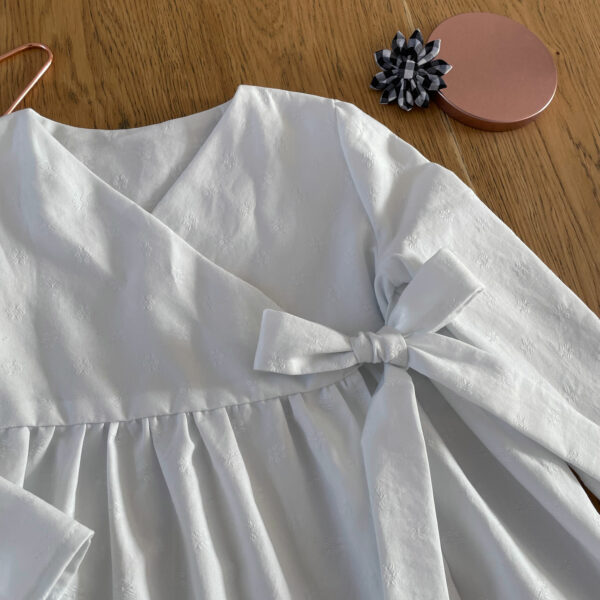 Robe anna pour bebe et fille en coton blanc uni