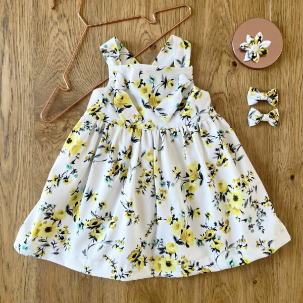 robe noemie bébé et fille little eole en coton fleurs jaunes