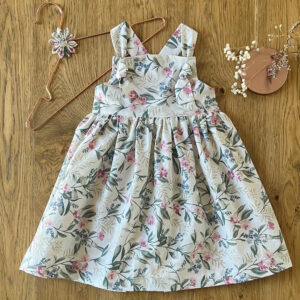 Robe à Bretelle – Coton imprimé fleur vintage – 4 ans