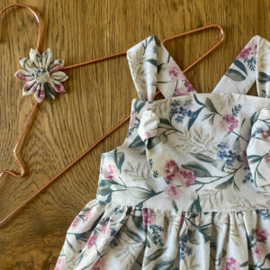 Robe à Bretelle – Coton imprimé fleur vintage – 4 ans