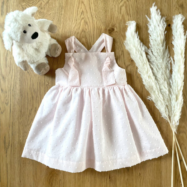 robe noemie little eole pour bebe fille en coton plumetis rose