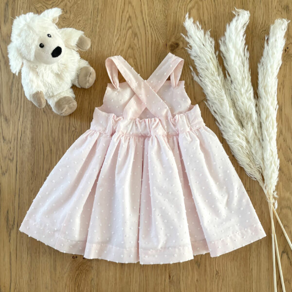 robe noemie little eole pour bebe fille en coton plumetis rose dos