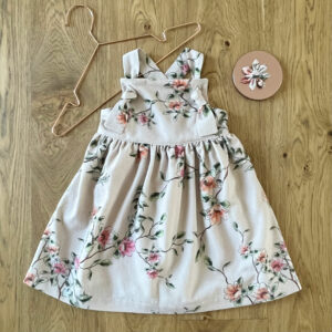 Robe à Bretelles – Soie imprimée fleuri – 4 ans