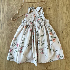 Robe à Bretelles – Soie imprimée fleuri – 4 ans