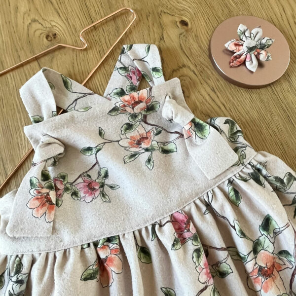 robe noemie little eole en soie fleurie rose et orange zoom bretelles