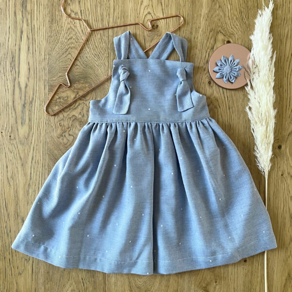 robe noemie little eole pour bebe fille en coton plumetis bleu