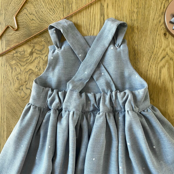 robe noemie little eole pour bebe fille en coton plumetis bleu dos