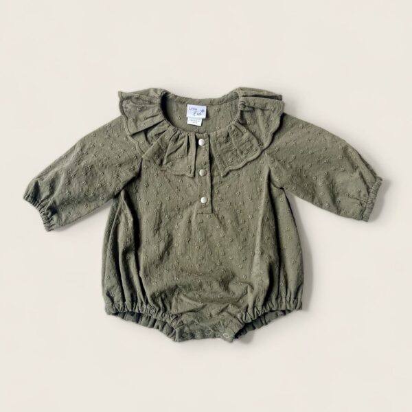 barboteuse lise little eole broderie anglaise khaki