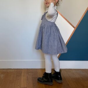 Robe à Bretelle – Vichy bleu marine et blanc – 3 ans