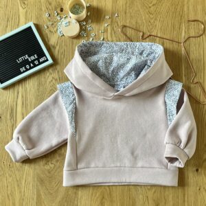 Sweat à Capuche Bohème – Molleton Rose poudré – 3 ans