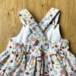 Robe à Bretelles – Coton imprimé fleur géométrique – 3 ans