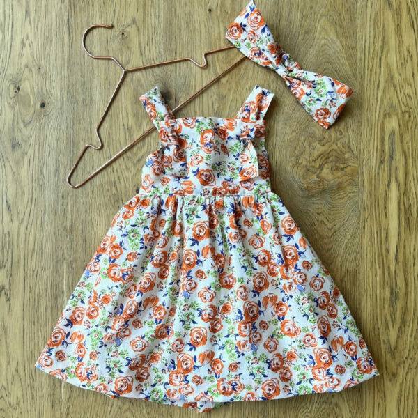 robe Noémie imprimé de roses orange