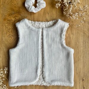 Gilet sans manche – rayures dorées – 2 ans