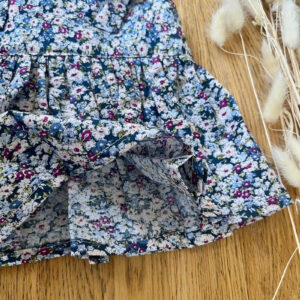 Blouse à bretelles – Coton imprimé fleuri bleu – 18 mois