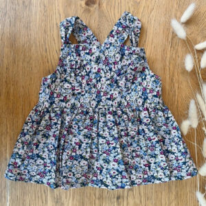 Blouse à bretelles – Coton imprimé fleuri bleu – 18 mois