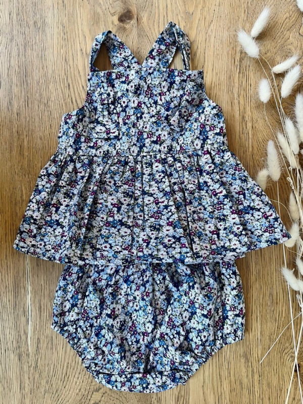 Blouse à bretelles - Coton imprimé fleuri bleu - 18 mois – Image 4