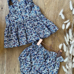 Bloomer – Coton imprimé fleuri bleu – 12/24 mois