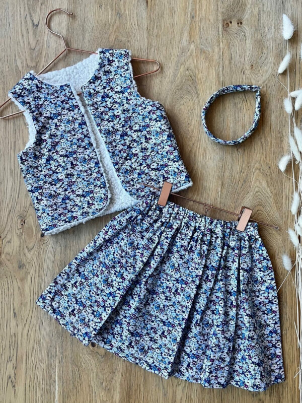 Jupe - Coton imprimé fleuri bleu - 3 ans – Image 3