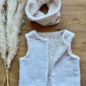 Gilet sans manche – rayures dorées – 2 ans