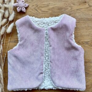 Gilet sans manches – Velours rose – 12 mois