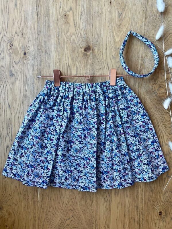 Jupe - Coton imprimé fleuri bleu - 3 ans
