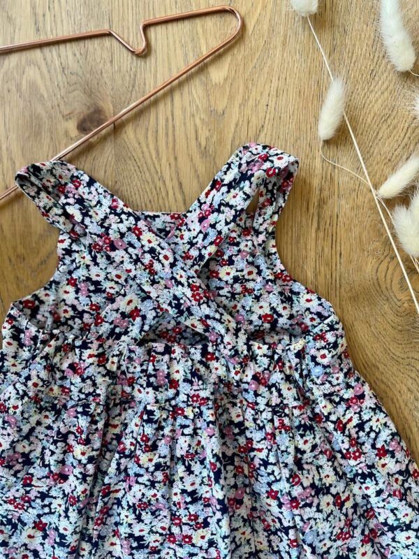 Robe à bretelles - Coton imprimé fleuri marine - 18 mois – Image 2